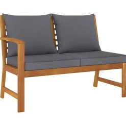 Tuinbanken-vidaXL - Tuinbank - Bruin - Stof - Met donkergrijs kussen - 114.5 cm