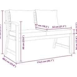 Tuinbanken-vidaXL - Tuinbank - Bruin - Stof - Met donkergrijs kussen - 114.5 cm