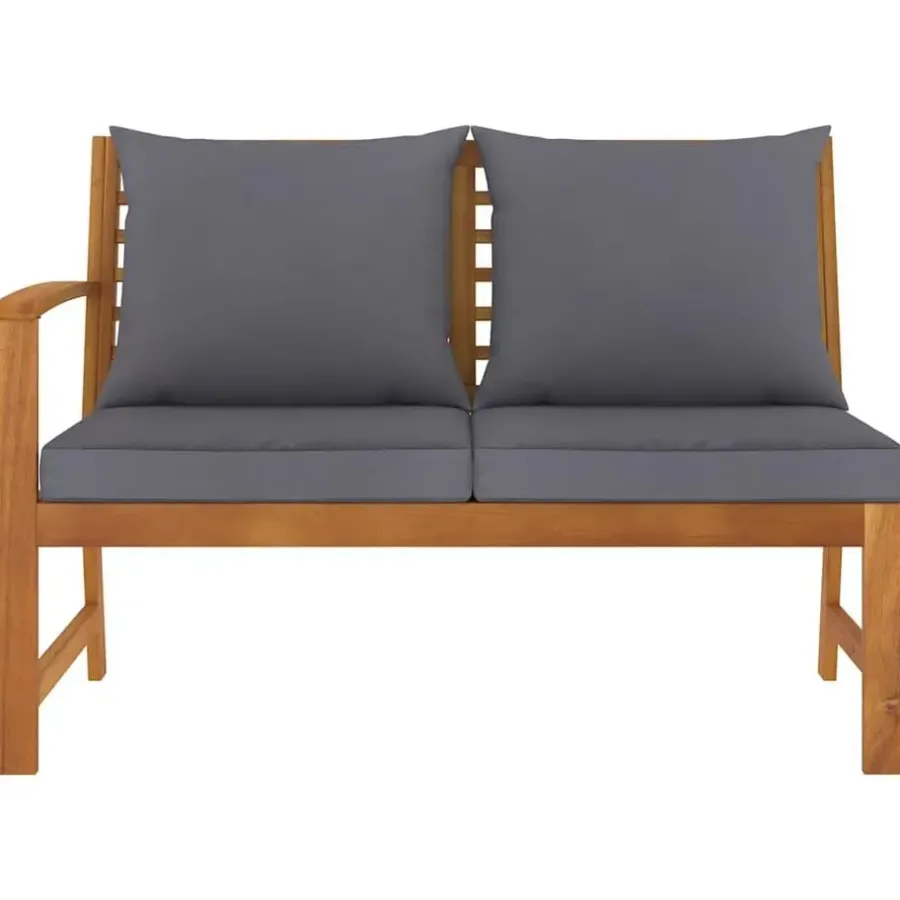 Tuinbanken-vidaXL - Tuinbank - Bruin - Stof - Met donkergrijs kussen - 114.5 cm