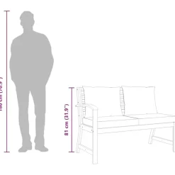 Tuinbanken-vidaXL - Tuinbank - Bruin - Stof - Met donkergrijs kussen - 114.5 cm