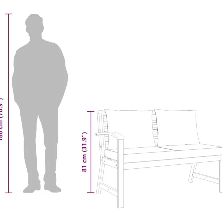 Tuinbanken-vidaXL - Tuinbank - Bruin - Stof - Met donkergrijs kussen - 114.5 cm