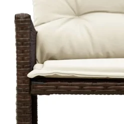 Loungesets-vidaXL - Tuinbank - Bruin - Poly rattan - L-vormig - Met tafel en kussens