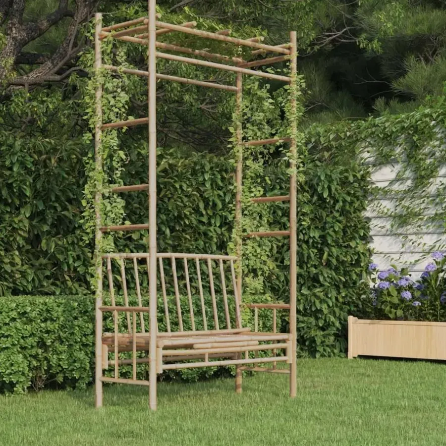 vidaXL - Tuinbank - Bruin - Bamboe - 116 cm - Met pergola