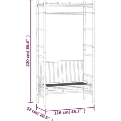 vidaXL - Tuinbank - Bruin - Bamboe - 116 cm - Met pergola