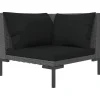vidaXL - Tuinbank - Grijs - Poly rattan - Met kussens