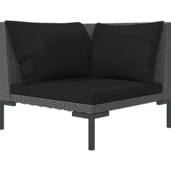 vidaXL - Tuinbank - Grijs - Poly rattan - Met kussens