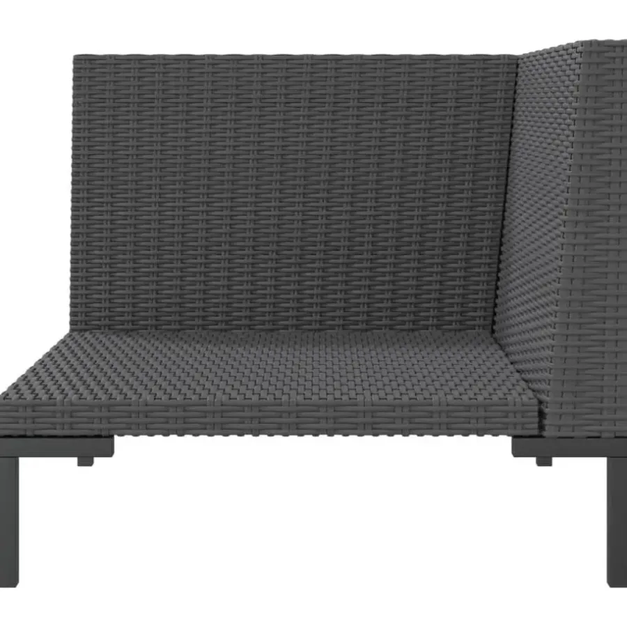 vidaXL - Tuinbank - Grijs - Poly rattan - Met kussens