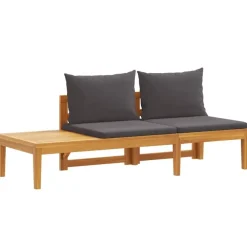 vidaXL - Tuinbank - Grijs - Acaciahout - Met tafel en kussens