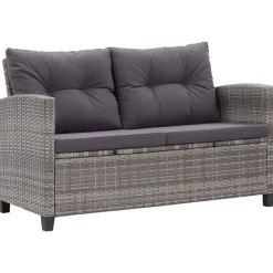 Loungebanken-vidaXL - Tuinbank - Grijs - Poly rattan