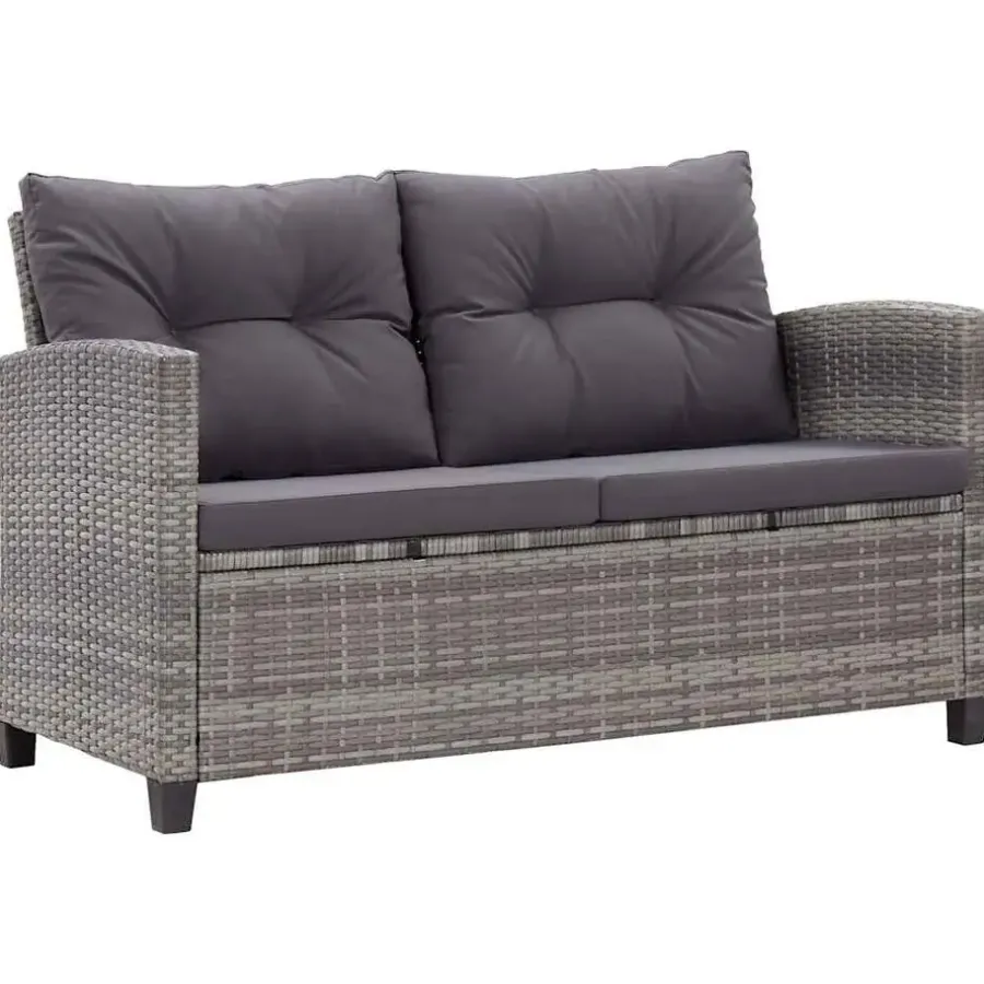 Loungebanken-vidaXL - Tuinbank - Grijs - Poly rattan