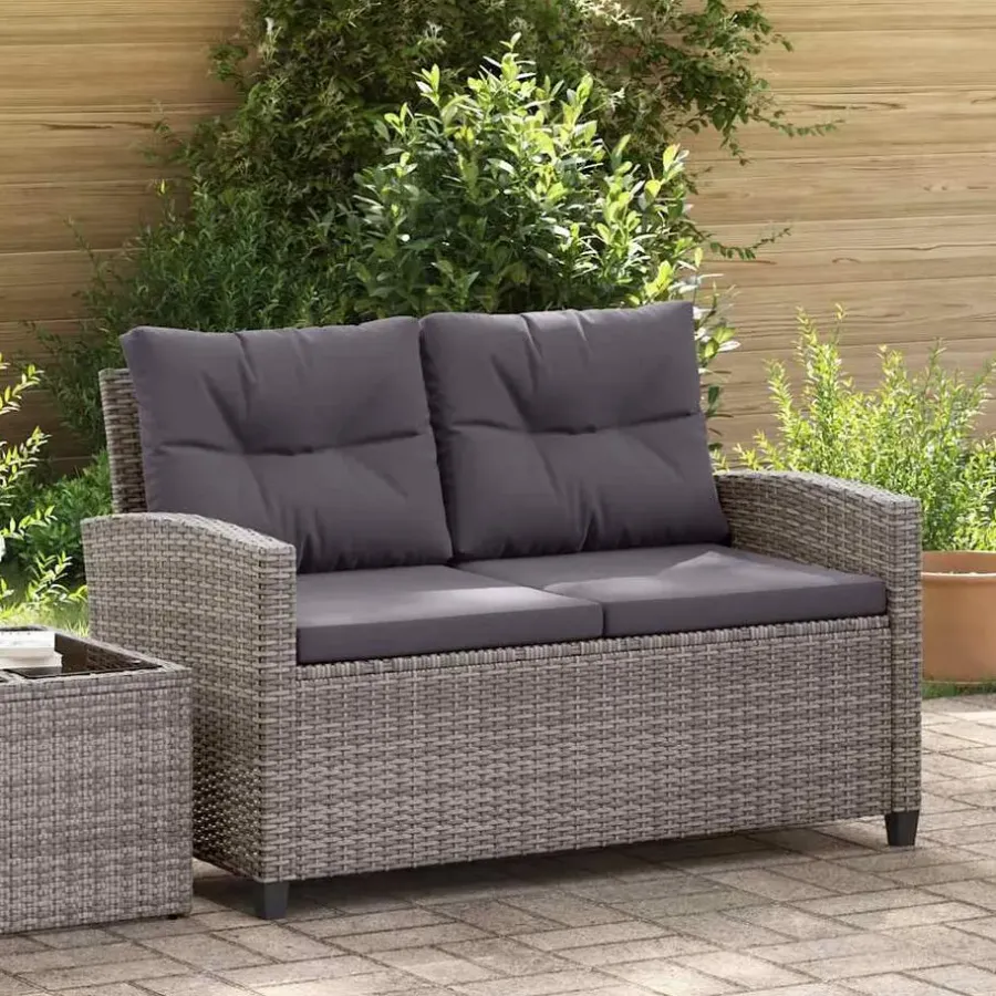 Loungebanken-vidaXL - Tuinbank - Grijs - Poly rattan