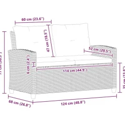 Loungebanken-vidaXL - Tuinbank - Grijs - Poly rattan