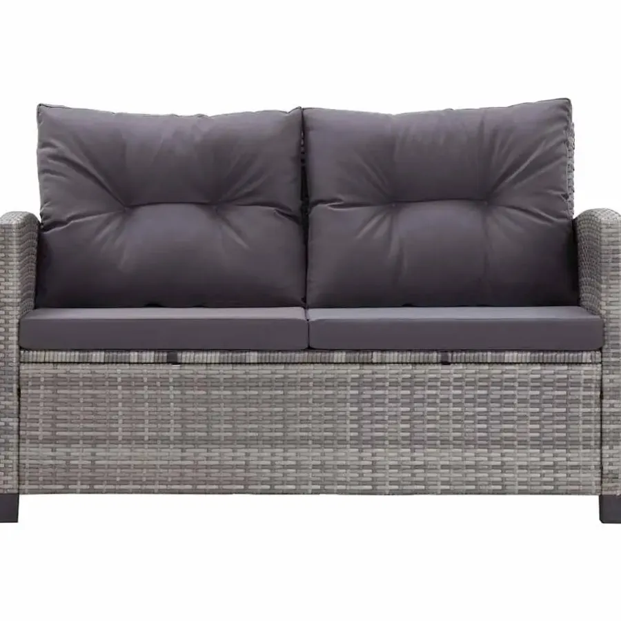 Loungebanken-vidaXL - Tuinbank - Grijs - Poly rattan