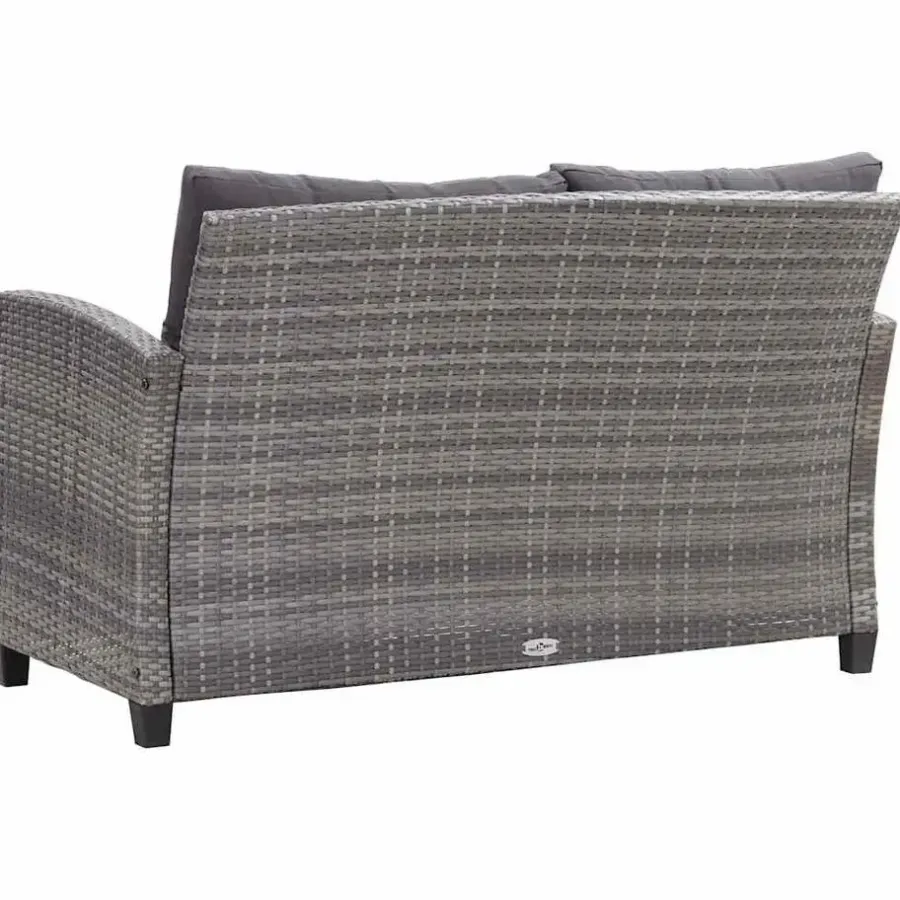 Loungebanken-vidaXL - Tuinbank - Grijs - Poly rattan