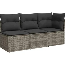 Loungebanken-vidaXL - Tuinbank - Grijs - Poly rattan
