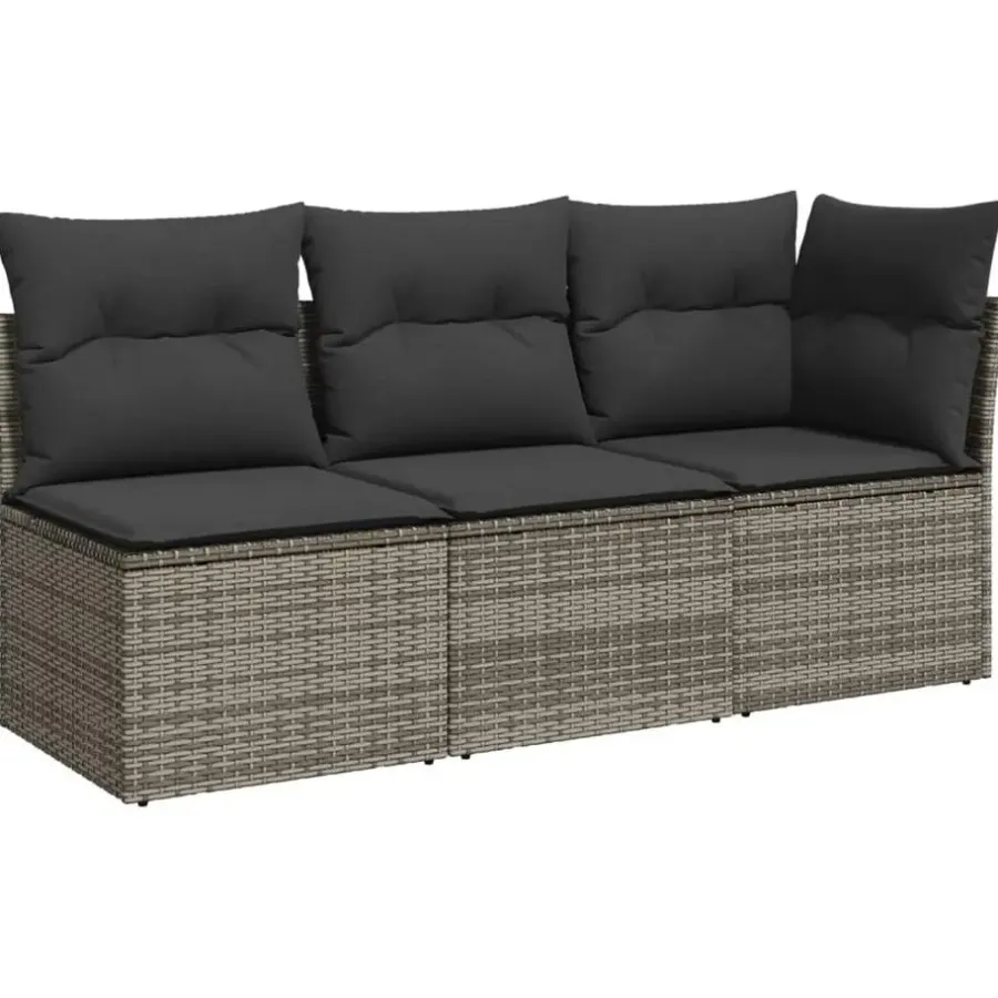 Loungebanken-vidaXL - Tuinbank - Grijs - Poly rattan