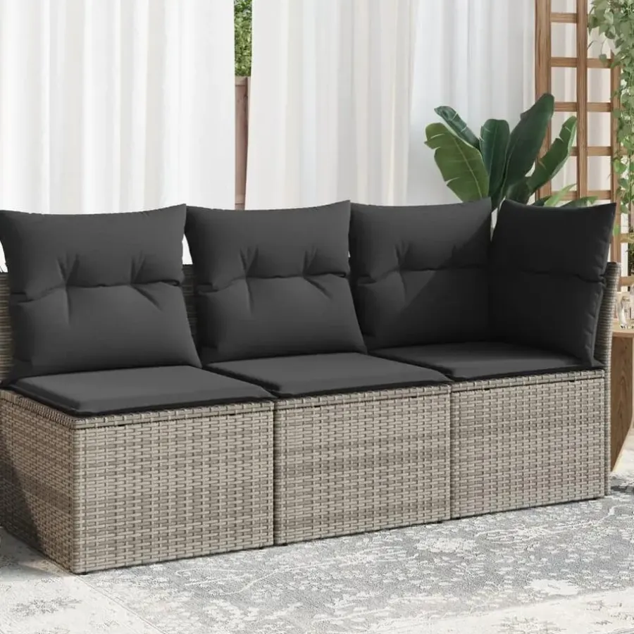 Loungebanken-vidaXL - Tuinbank - Grijs - Poly rattan