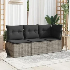 Loungebanken-vidaXL - Tuinbank - Grijs - Poly rattan