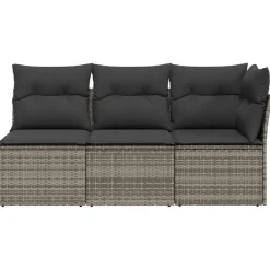 Loungebanken-vidaXL - Tuinbank - Grijs - Poly rattan