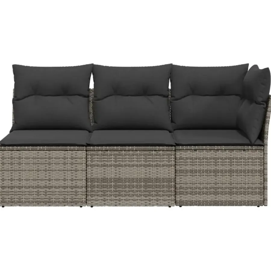 Loungebanken-vidaXL - Tuinbank - Grijs - Poly rattan