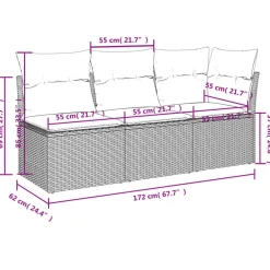 Loungebanken-vidaXL - Tuinbank - Grijs - Poly rattan