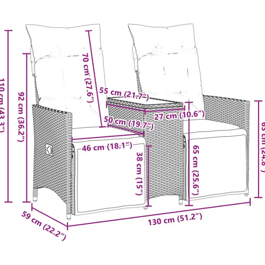 vidaXL - Tuinbank - Grijs - Poly rattan