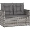 vidaXL - Tuinbank - Grijs - Poly rattan - 105 cm - Met Antraciet kussens