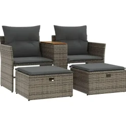 vidaXL - Tuinbank - Grijs - Poly rattan