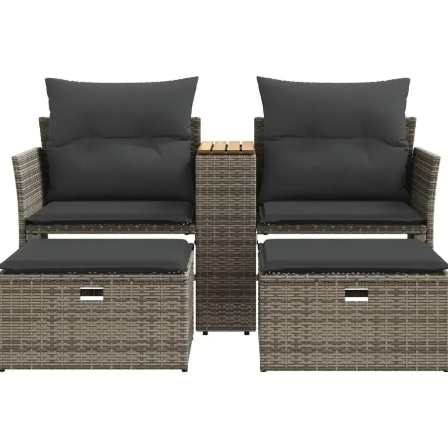 vidaXL - Tuinbank - Grijs - Poly rattan