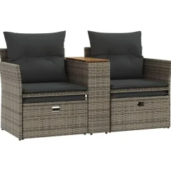 vidaXL - Tuinbank - Grijs - Poly rattan