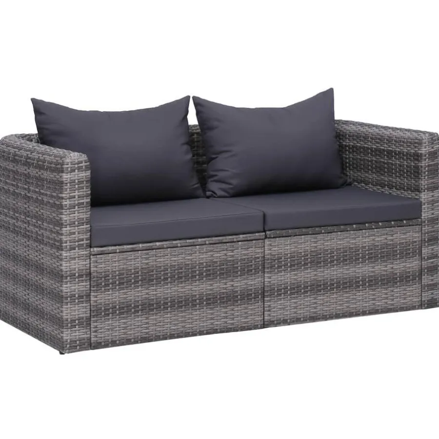 vidaXL - Tuinbank - Grijs - Polyetheen - 2 stuks