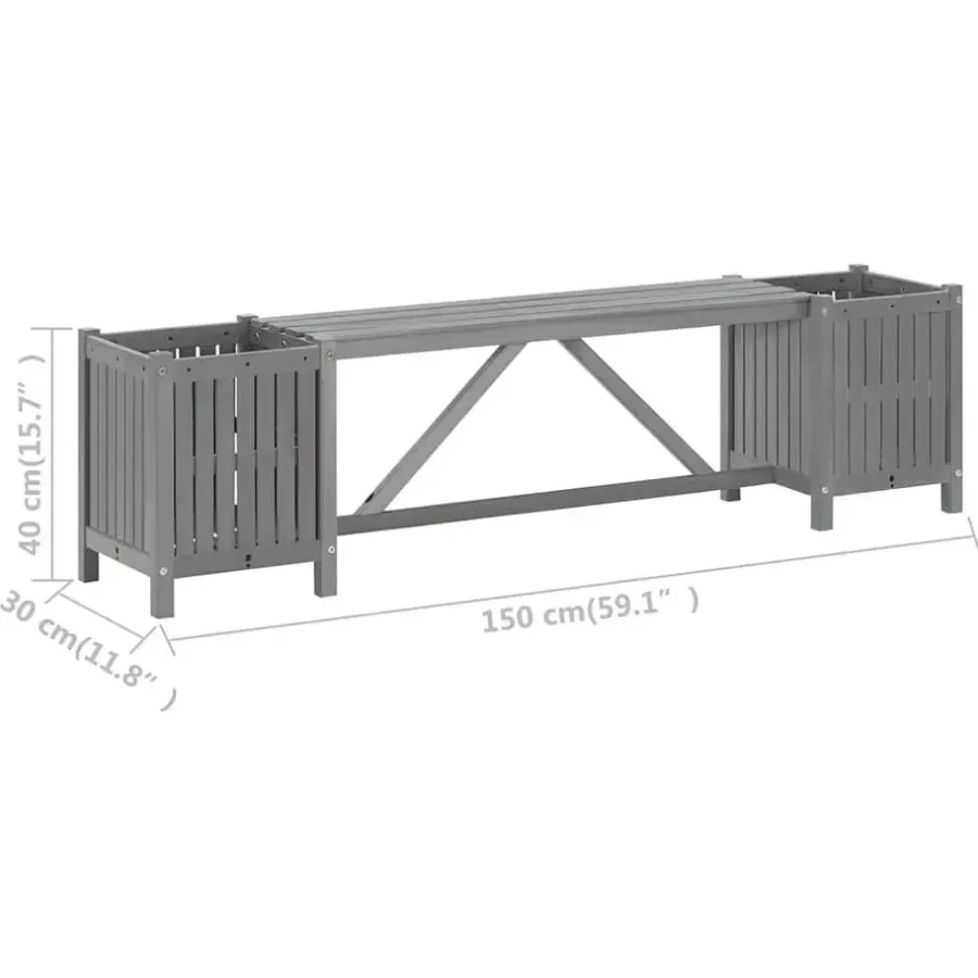 vidaXL - Tuinbank - Grijs - Acaciahout - 150 x 30 x 40 cm