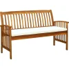 Tuinbanken-vidaXL - Tuinbank - Wit - Acaciahout - 147 cm - Met kussen