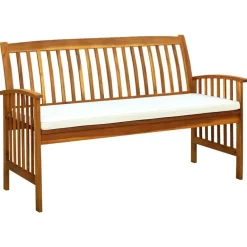 Tuinbanken-vidaXL - Tuinbank - Wit - Acaciahout - 147 cm - Met kussen