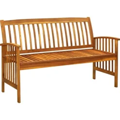 Tuinbanken-vidaXL - Tuinbank - Wit - Acaciahout - 147 cm - Met kussen