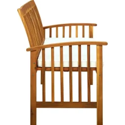 Tuinbanken-vidaXL - Tuinbank - Wit - Acaciahout - 147 cm - Met kussen