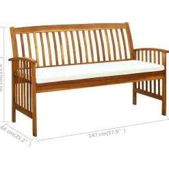 Tuinbanken-vidaXL - Tuinbank - Wit - Acaciahout - 147 cm - Met kussen