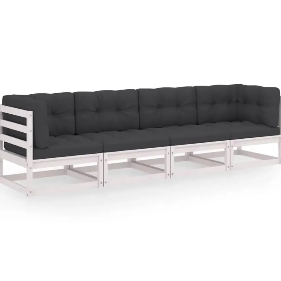 Palletbanken|Tuinbanken-vidaXL - Tuinbank - Wit - Grenenhout