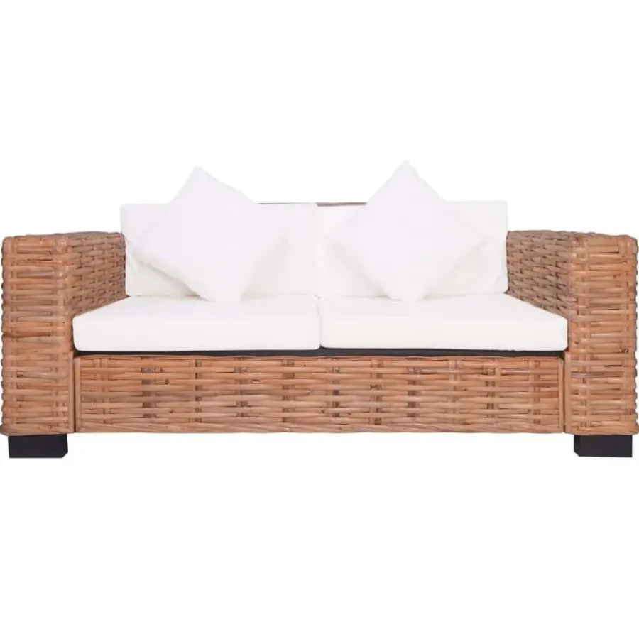 Loungebanken-vidaXL - Tuinbank - Wit - Rattan
