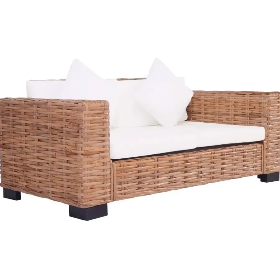 Loungebanken-vidaXL - Tuinbank - Wit - Rattan