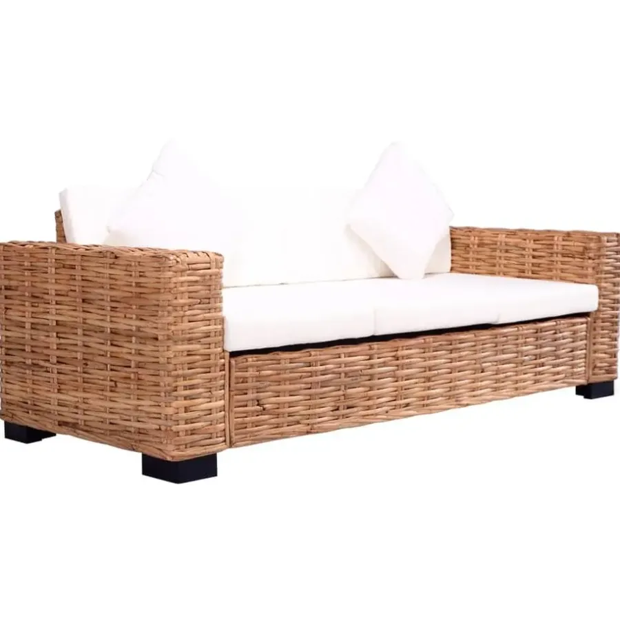 Loungebanken-vidaXL - Tuinbank - Wit - Rattan