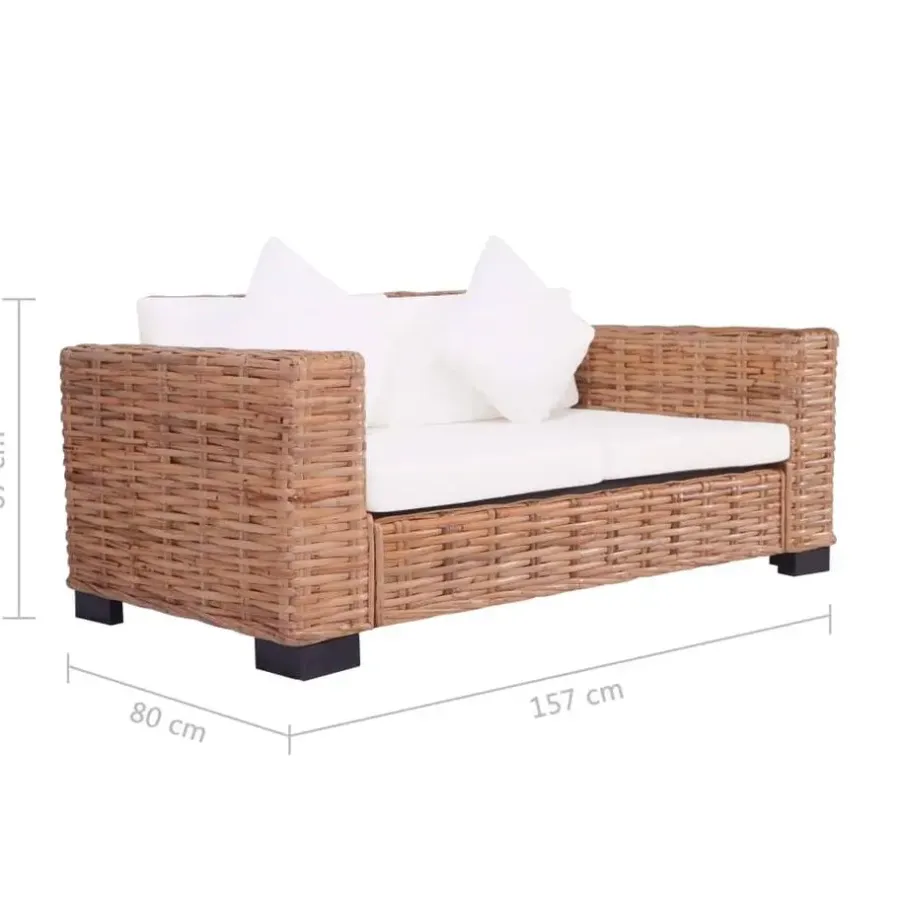 Loungebanken-vidaXL - Tuinbank - Wit - Rattan
