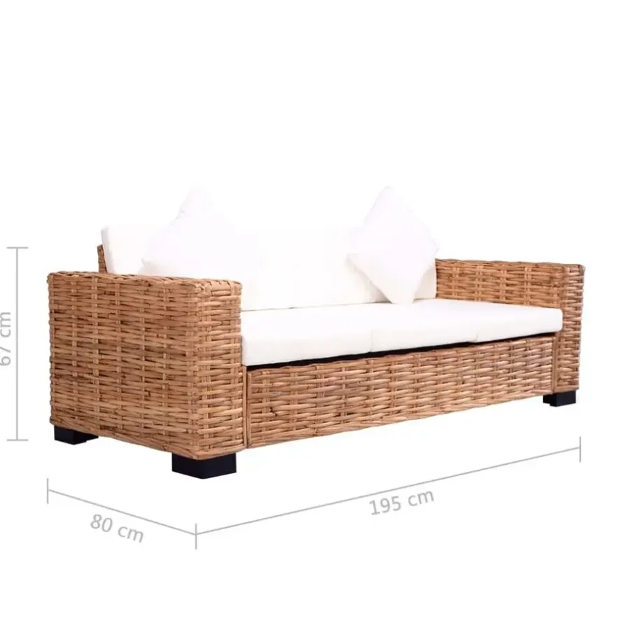 Loungebanken-vidaXL - Tuinbank - Wit - Rattan