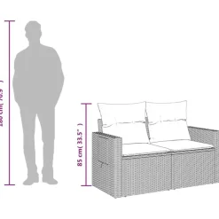 vidaXL - Tuinbank 2 -zits - Beige - Poly rattan - Met kussens