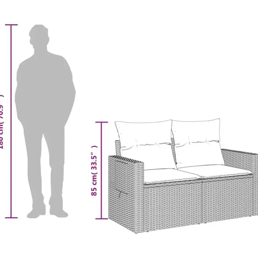 vidaXL - Tuinbank 2 -zits - Beige - Poly rattan - Met kussens