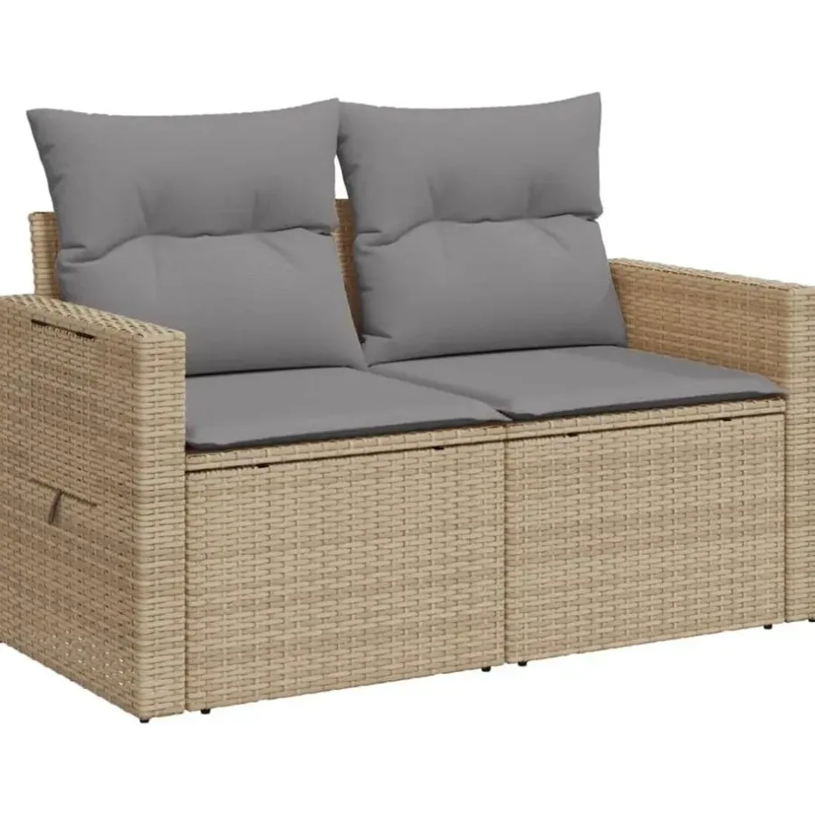 vidaXL - Tuinbank 2 -zits - Beige - Poly rattan - Met kussens