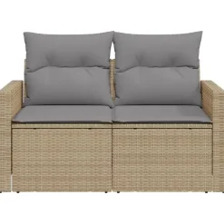 vidaXL - Tuinbank 2 -zits - Beige - Poly rattan - Met kussens
