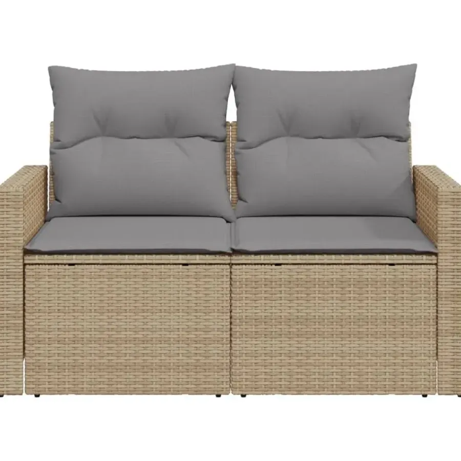 vidaXL - Tuinbank 2 -zits - Beige - Poly rattan - Met kussens