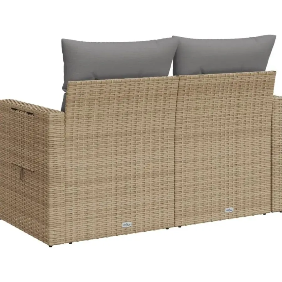vidaXL - Tuinbank 2 -zits - Beige - Poly rattan - Met kussens