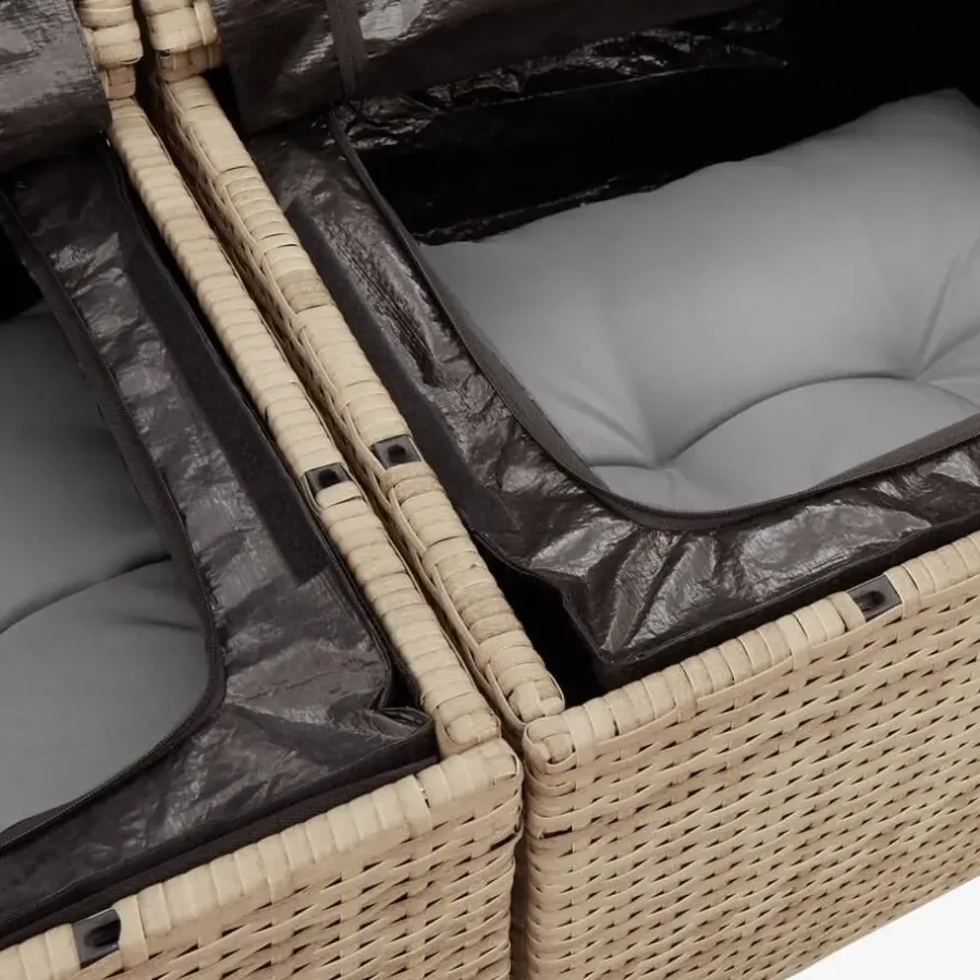 vidaXL - Tuinbank 2 -zits - Beige - Poly rattan - Met kussens